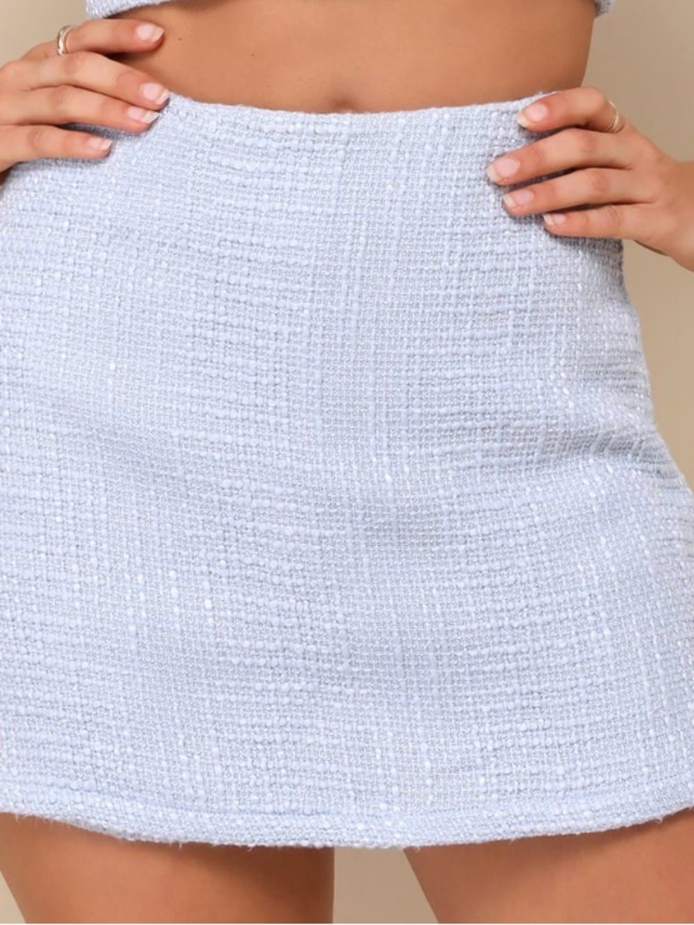 Lulu's Light Blue Tweed Mini Skort